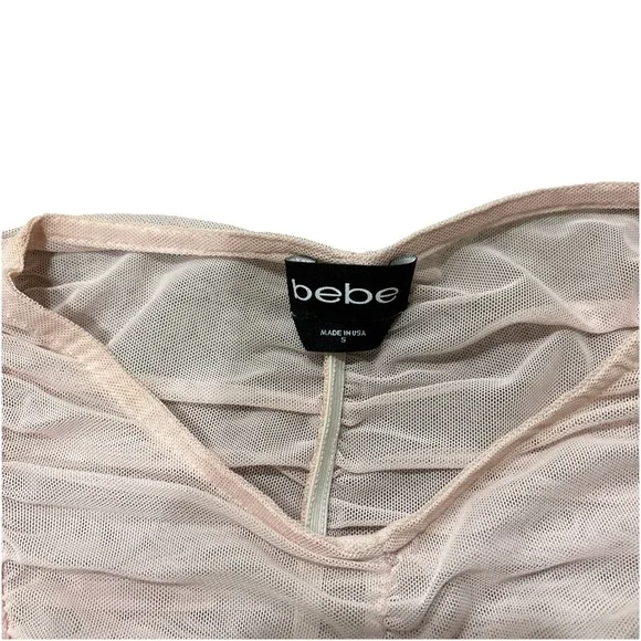 Y2K BEBE Top Size Small Pink Lace Sheer Stretch Coquette Dainty Fairygoth - Picture 3 of 5